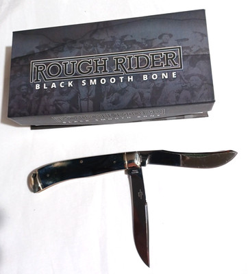 New Rough Rider Blue Smooth Bone Knife RR1771 Titanium 440 Razor Sharp Steel