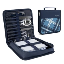 Picnic Set Camping Cutlery Organizer 2 Person Dinnerware Set - 16pcs Mess Kit...