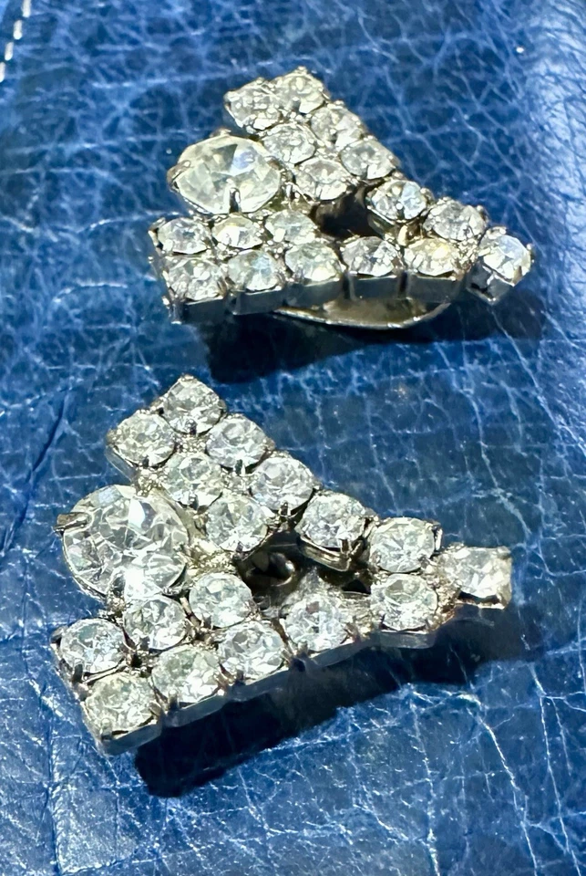 Pinzas para zapatos vintage pequeñas de diamantes de imitación marcadas S.G. DOR PAT PEND retro Art Nouveau Foto 2 de 4