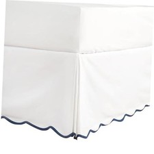 Chic 14'' BedSkirts Scallop Edge Pleated Dust Ruffle Queen Navy 14.0 Inches