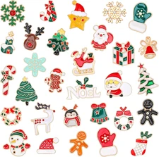 60Pcs Christmas Pins, Christmas Enamel Lapel Pins Assorted Santa Claus Snowflake