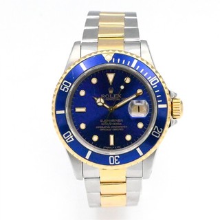 ROLEX SUBMARINER BLUESY 16613 AUTOMATIC WRISTWATCH 18K YELLOW GOLD SS PAPERS