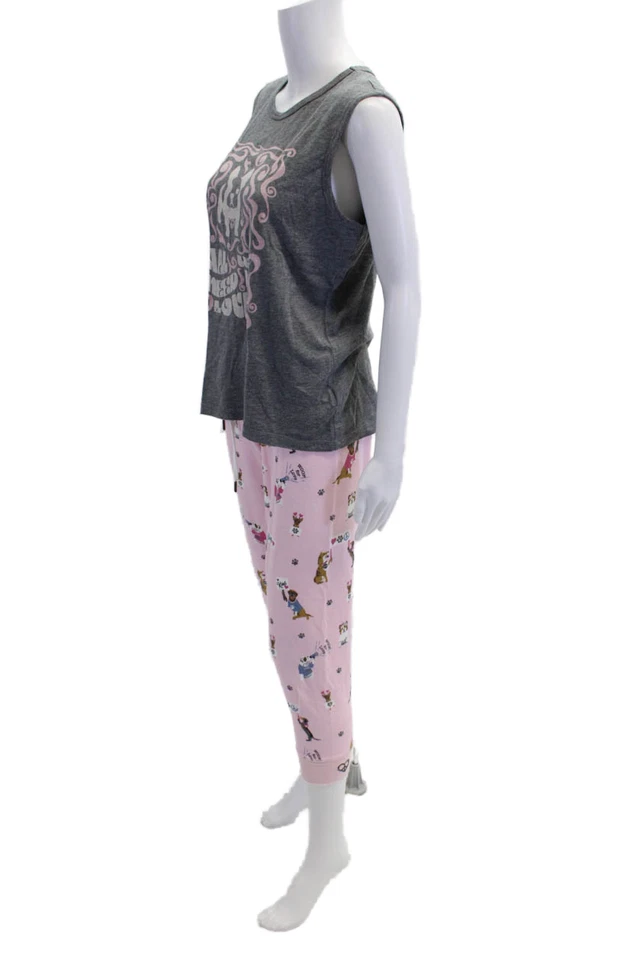 Conjunto de ropa de dormir PJ Salvage para mujer de algodón con estampado animal superior + inferior gris talla S Foto 2 de 4
