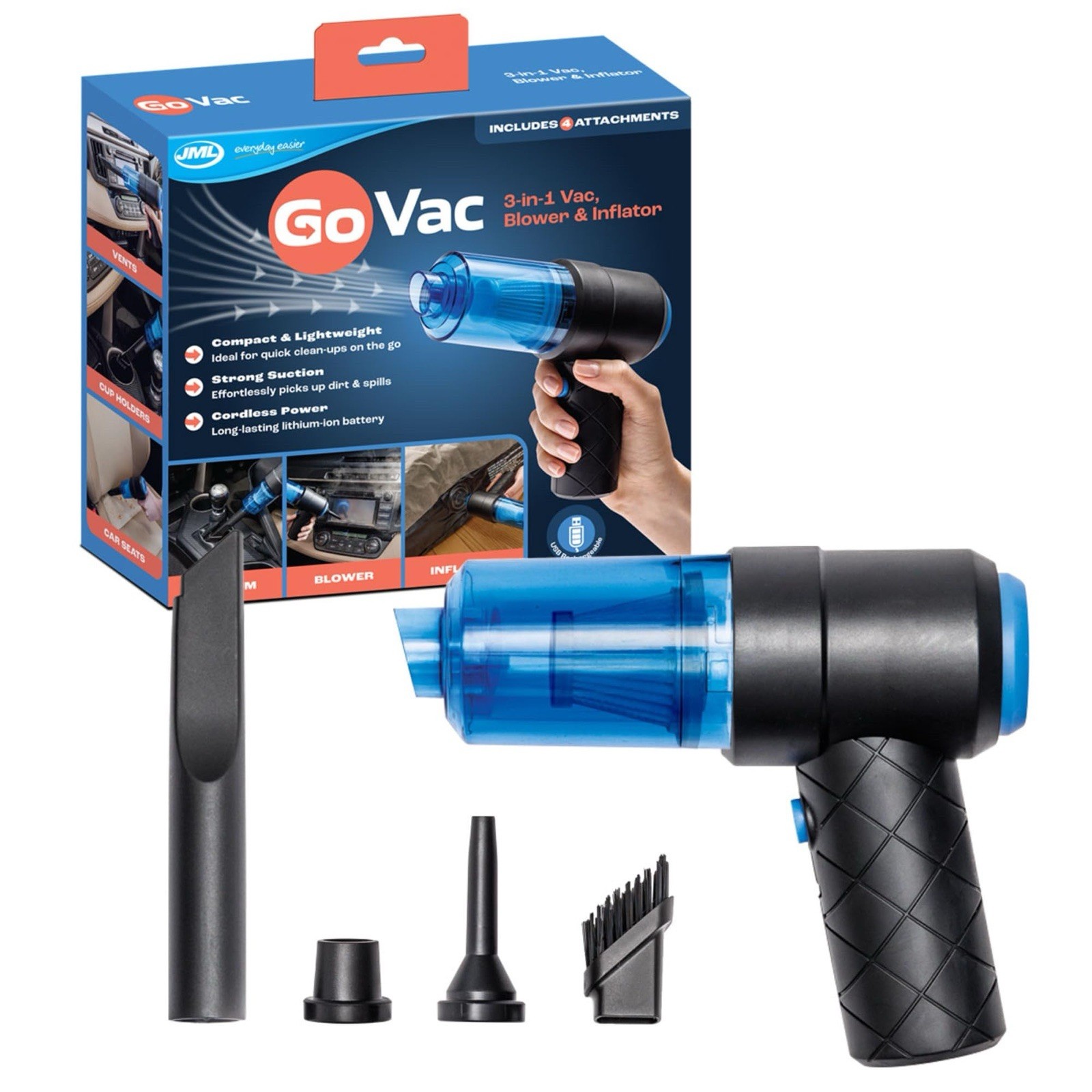 JML - GoVac Portable 3-In-1 Vacuum, Blower & Inflator