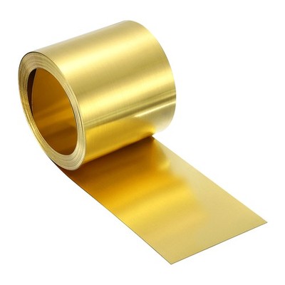 Brass Sheet Roll, 320'' x 2'' x 0.002'' Metal Flashing Brass Foil Roll, Gold