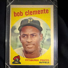 Topps 1959 Roberto Clemente Pirates #478 Bob on Card Hard Signed Auto