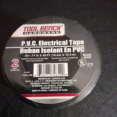 New ! 2PK TOOL BENCH HARDWARE P.V.C. ELECTRICAL TAPE Black Color