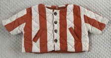 Dos Clothing Kids Boxy Quilted Stripe Puffer Jacket in Raw Sienna Size 18-24