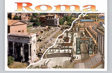 Roma Il Foro Romano Yesterday and Today Postcard