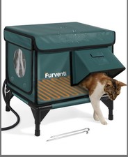 Furventi Electric Heating Heated Cat Cave Bed House Shelter, Green