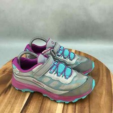 Merrell Moab Sport A/C Waterproof Shoes Youth 7 M Gray Blue Pink Hiking Trail