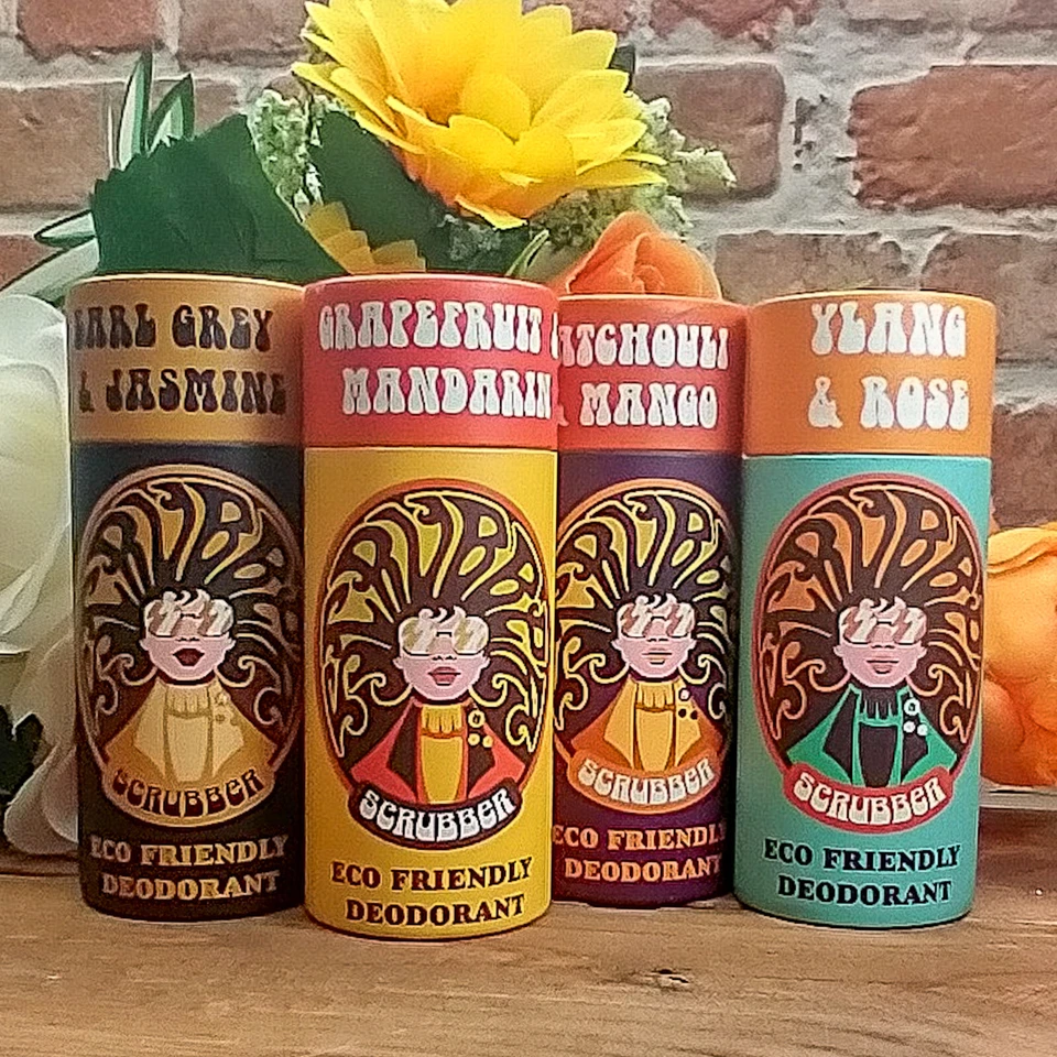 SCRUBBER 100% NATURAL DEODORANT - VEGAN BIODEGRADABLE PLASTIC FREE CRUELTY FREE