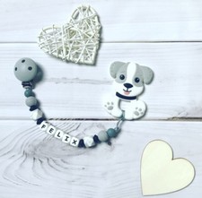 Desired Name Chain Bei kette Ring Dentizioned in Silicone Dog Grey