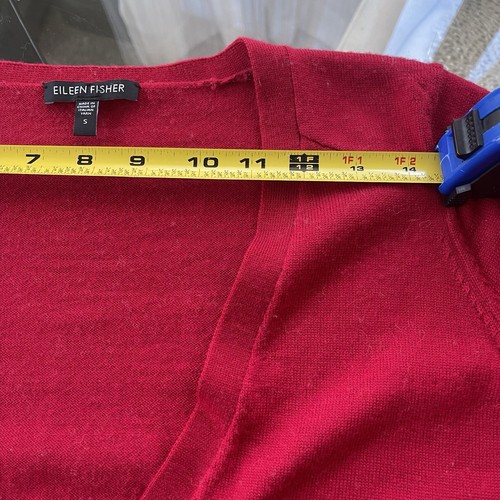 Eileen Fisher Womens Wool Long Cardigan Size Small Red Holiday Office Career - Picture 6 of 7