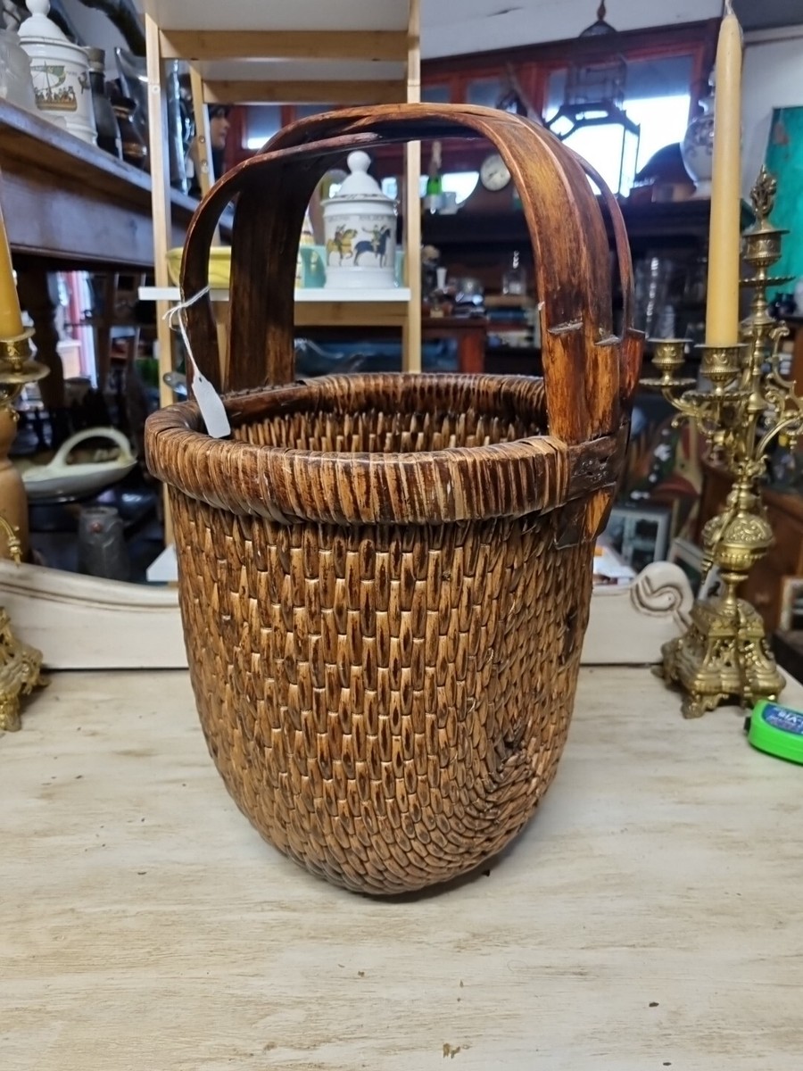 Antique Handwoven Fisherman Rice Gathering Basket UK