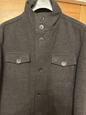 Nicole FARHI Grey 80% WOOL VINTAGE Button Up Coat Military Style