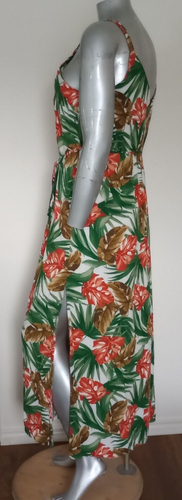 PLUS WOMAN FOREVER 21 TROPICAL MAXI DRESS W/BELT Size 3X straps 100% rayon Slit - Picture 12 of 19
