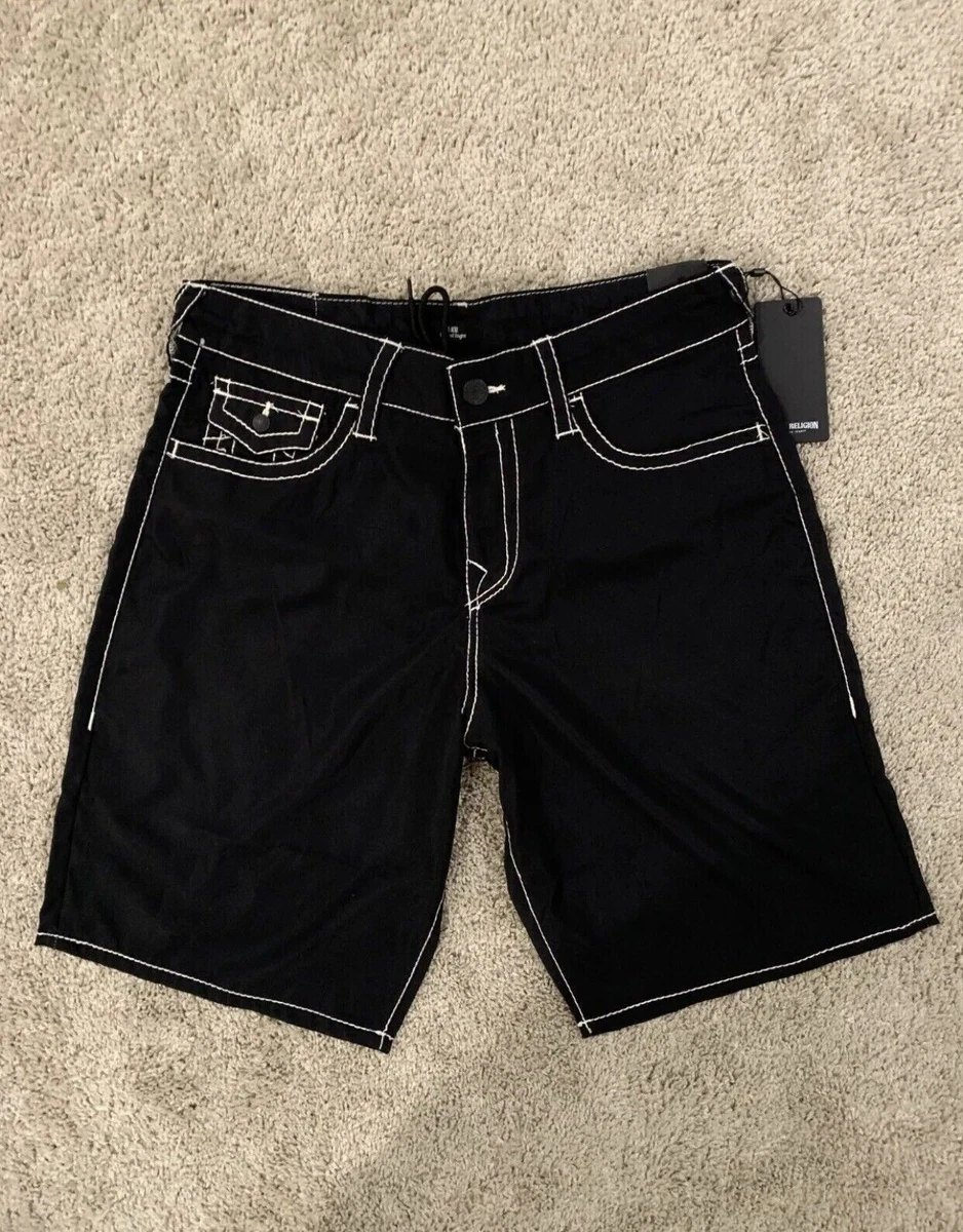 True Religion Ricky Big T Board Shorts Black Contrast Stitch White Size 38 119