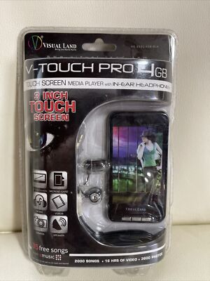 VISUAL LAND V-TOUCH PRO 4GB FLASH PORTABLE MEDIA PLAYER, BLACK ME-965L-4G-BLK