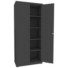 Armadietto armadio multiuso 2 ante in metallo per ufficio 5 ripiani nero