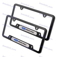 For 2pcs Ford Racing Black White License Plate Frame Stainless Steel Metal New