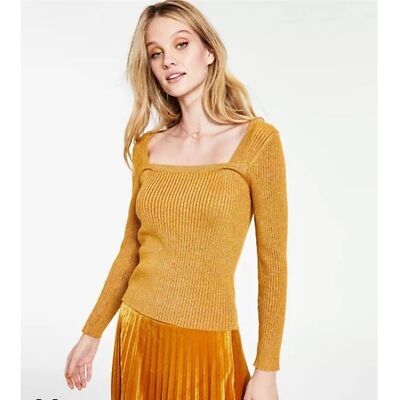 Lucy Paris Raine Metallic-Threaded Ribbed Sweater Size Xlarge