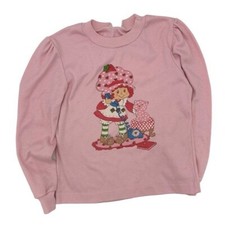 Vintage Kids Strawberry Shortcake Long Sleeve Sweater Top Pink