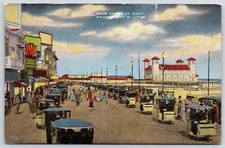 Chair Parade At Night Atlantic City New Jersey Boardwalk Crowded Place Postcard