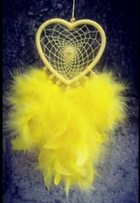 Yellow Dream Catcher Unicorn Feather Pendant Mesh Heart WallHanging For Car Home
