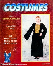 Medieval/Renaissance Maiden Dress Ladies Dk Green Velvet  Gold Costume Dress Lg