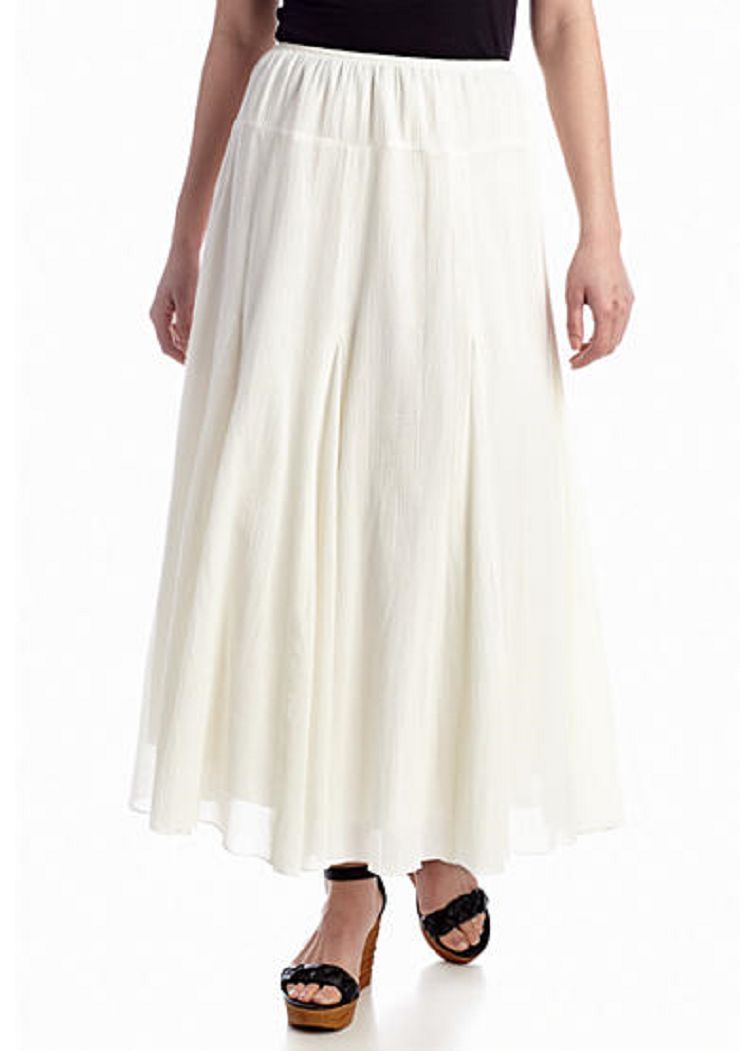 NEW RUBY RD WHITE IVORY COTTON MIDI SKIRT 20 W WOMEN PLUS