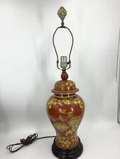 Vintage Unique  Knob Creek Asian Oriental Inspired 28" Lamp Artistic Ceramic