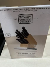 Chicago Cutlery Essentials 15-Piece Kitchen Knife Set with Wood Storage Block