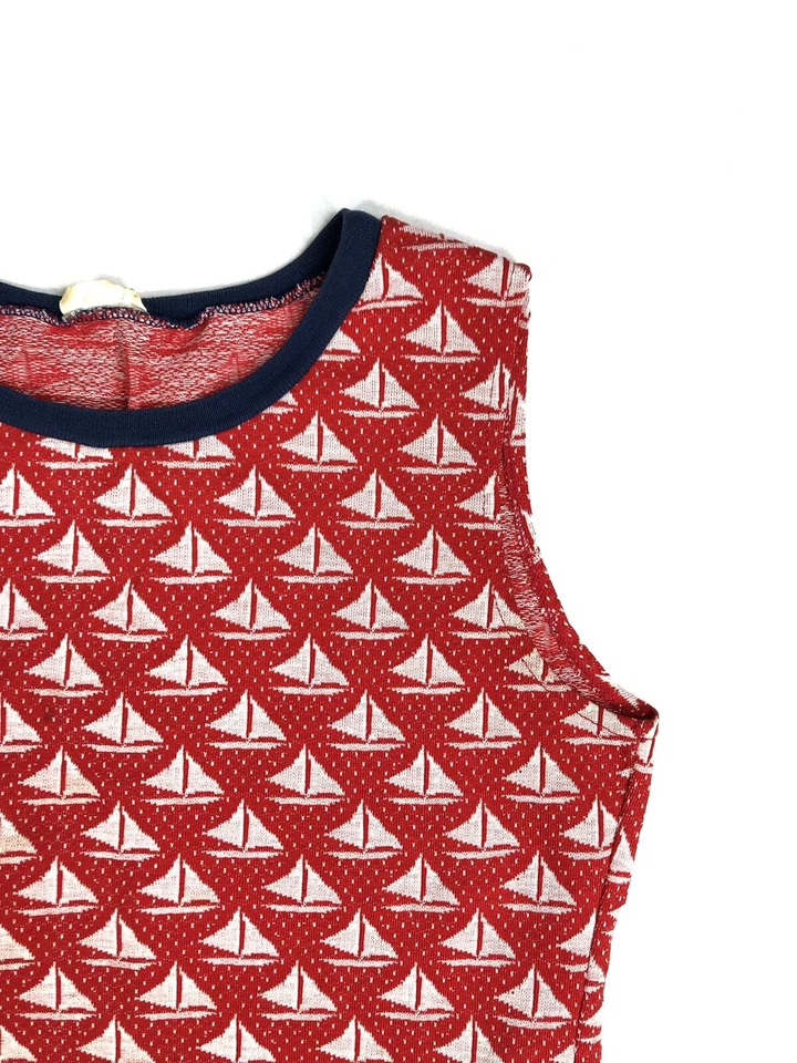 Camisa tejida vintage años 50 para mujer camiseta sin mangas velero estampado Pandora años 60 J23 Foto 2 de 4