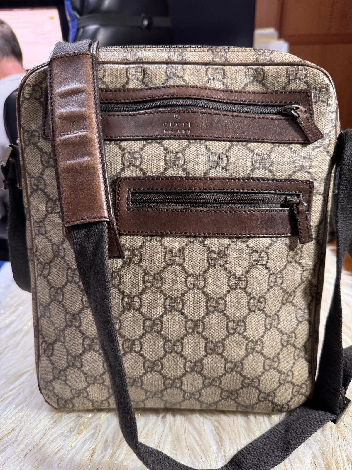 Gucci GG Sac à Bandoulière Cuir PVC Marron Messenger Crossbag Medium Unisexe