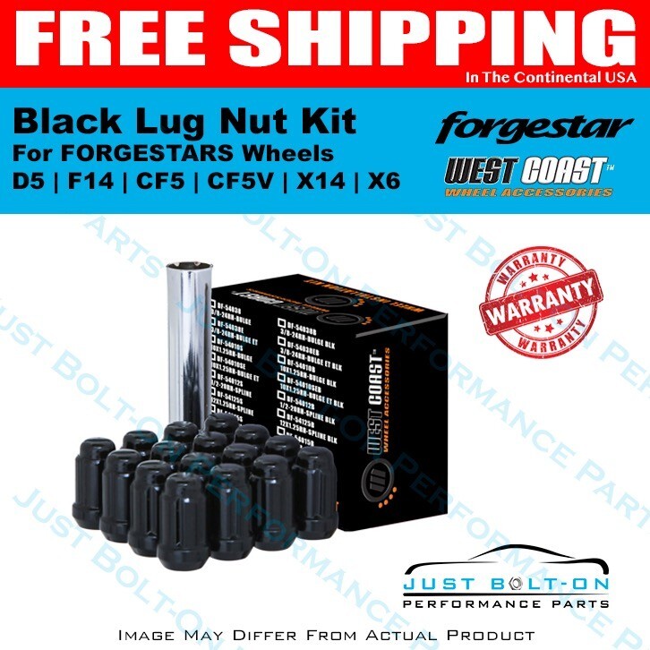 For Forgestar F14 / D5 / CF5 / CF5V / CF10 Black Lug Nut Kit 2015