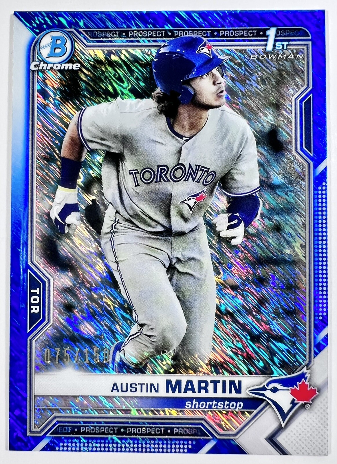 Austin Martin 2021 1st Bowman Chrome Refractor Blue Shimmer /150 RC