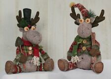 75030 22/" Holly Plaid Moose Sitter Doll Country Christmas Lodge Cabin Hunting