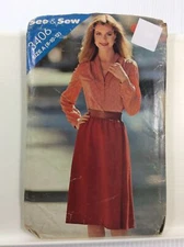 1980s See & Sew 3406 Vintage Sewing Pattern Women Top Skirt Size A 8 10 12 