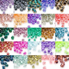 100 Glass Miyuki 4mm x 3mm Two Tone Color Lined 5/0 Triangle Shaped Seed Beads