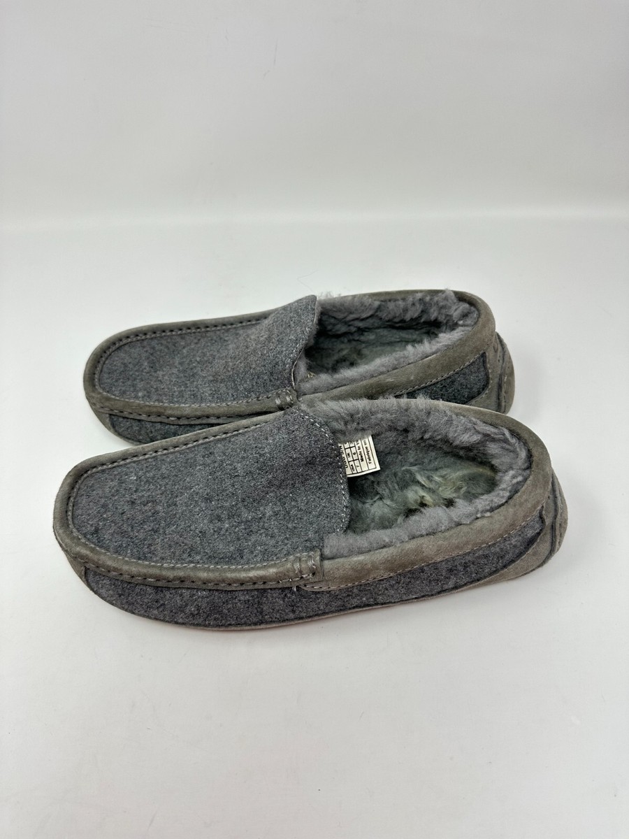 Ugg Australia Men\'s Ascot Lined Slippers Moccasins Charcoal Gray 3233 UGG Australia Ascot s/n 5775 Gray Suede Sheepskin Sli… - Gem main image 2