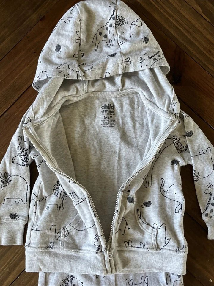 Child of Mine толстовка с капюшоном молнии + брюки 2шт сафари печати комплект sz 6-9 М младенца мальчиков - Изображение 2 из 4