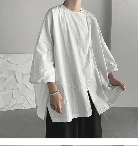 Camisa Yamamoto Japonesa Manga Corta Para Hombre Irregular Manga Corta Talla Grande Nueva - Imagen 20 de 22