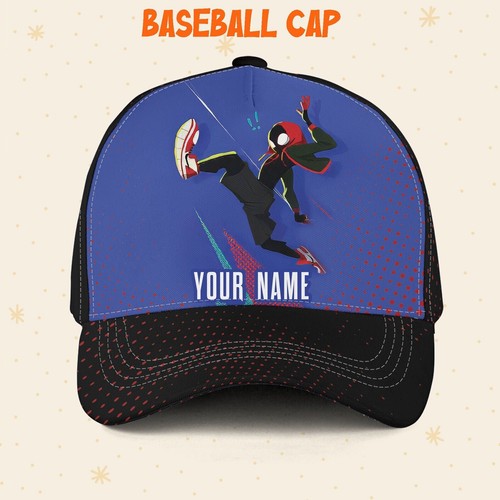Custom Spiderman Miles Blue Logo Cap, Disney Castle Family Baseball Cap