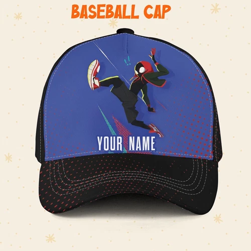 Custom Spiderman Miles Blue Logo Cap, Disney Castle Family Hat, Disney Vacation