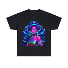 Unisex Adult T Shirt Neon Rave Vibes Sexy Tee Sleek Model Futuristic Streetwear