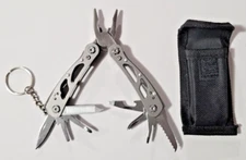 Multifunctional Folding Pliers Mini Multitool 13 in 1 Silver w/Carrying Case New