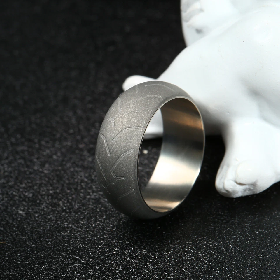 Tire Ring Wedding Bands for Men Fashion Rings Engagement Rings Comfort Silver - Image 3 of 4