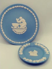 LOT OF 2 - Vintage WEDGWOOD Blue JASPERWARE Mother Day Plate  1973 & ashtray