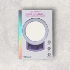 Vivitar LED Selfie Light w/ Makeup Mirror (Purple)